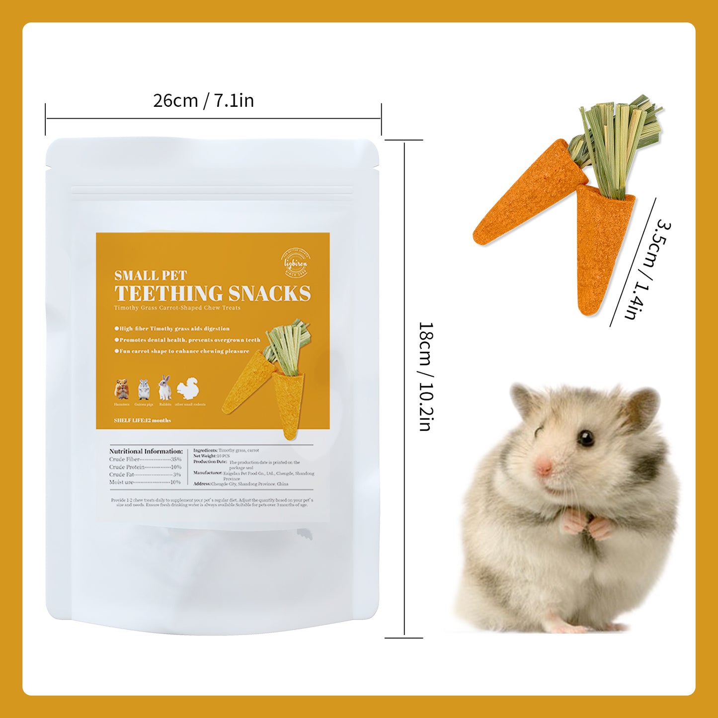 Pet Chew Treats Carrot-Shaped 10PCS for Small Animal | LIZBIREN®