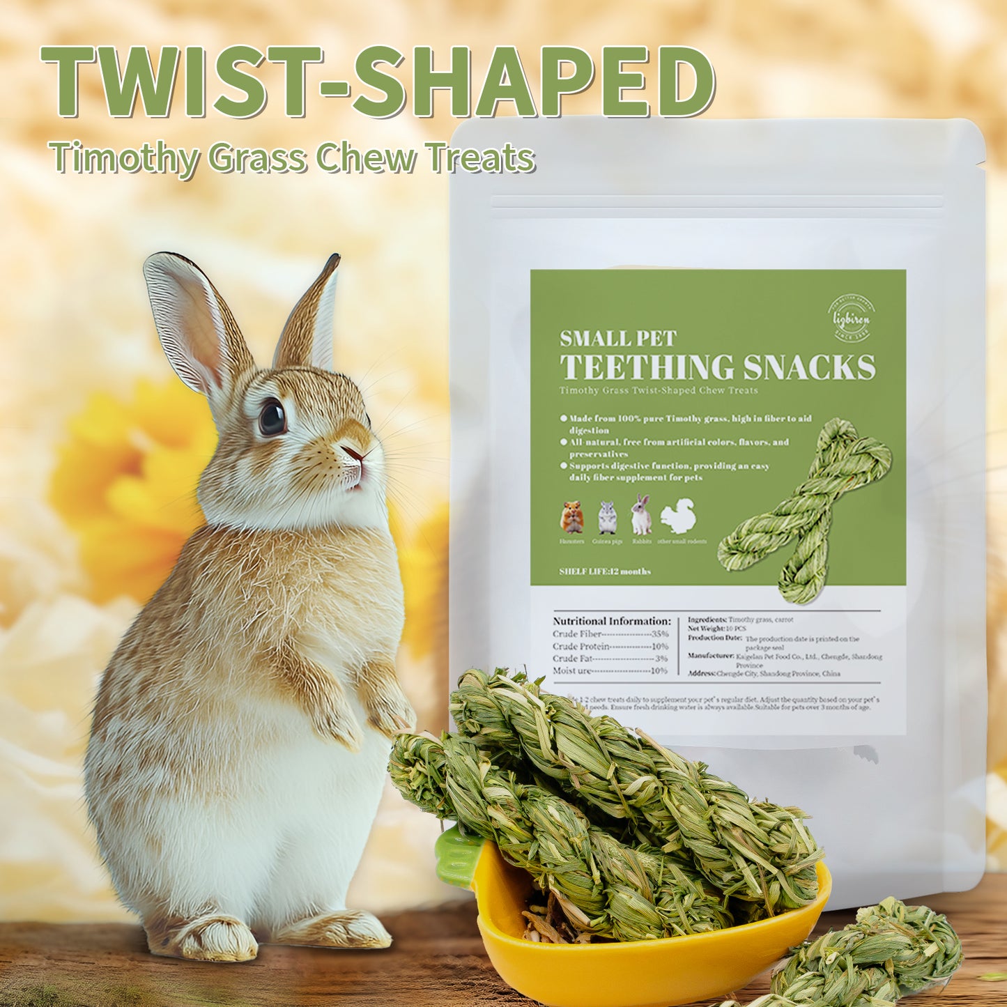 Pet Chew Treats Twist-Shaped 10PCS for Small Animal | LIZBIREN®