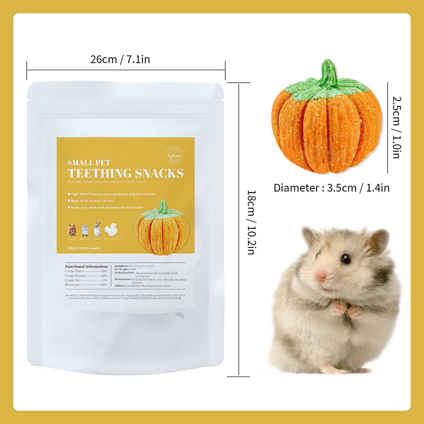 Pet Chew Treats Pumpkin-Shaped 10PCS for Small Animal | LIZBIREN®