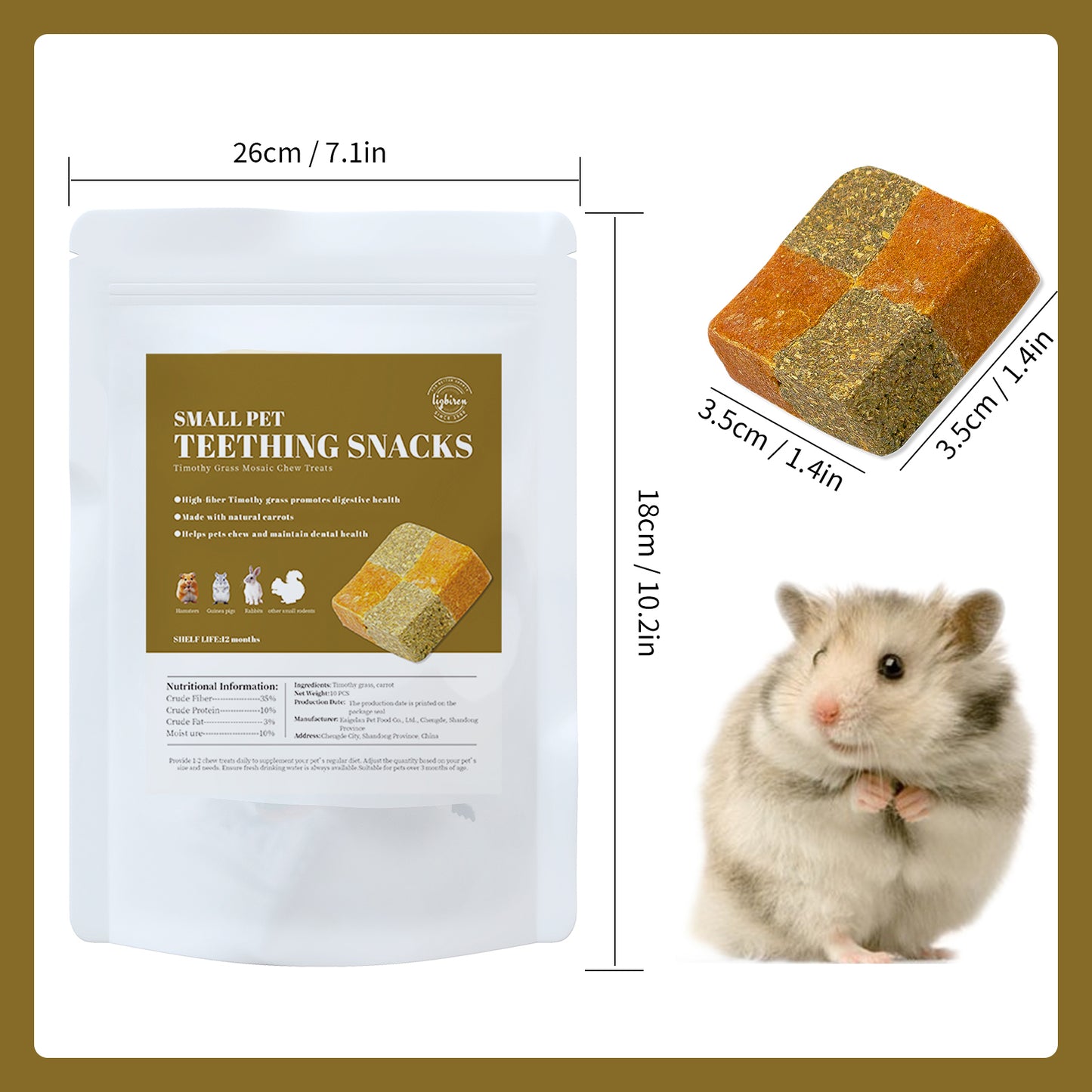 Pet Chew Treats Grass Cube 10PCS for Small Animal | LIZBIREN®